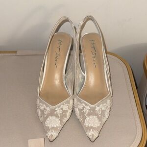 Betsey Johnson Ivory Floral Lace Heels